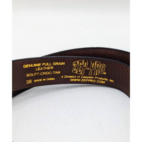 ZEP-PRO BU Boston University Mens NCAA Leather Belt Size 38 Terriers Brown - Picture 4 of 4